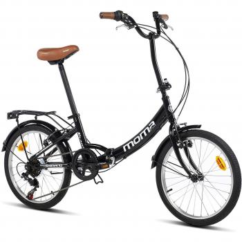 Moma Bikes Bicicleta Plegable Urbana SHIMANO FIRST CLASS 20 Alu, 6V. Sillin Confort, Negro