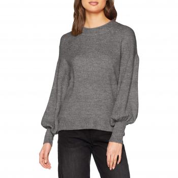 Vila Clothes Viesha Knit New Sleeve L/s Top, suéter para Mujer, Gris Medium Grey Melange, 40