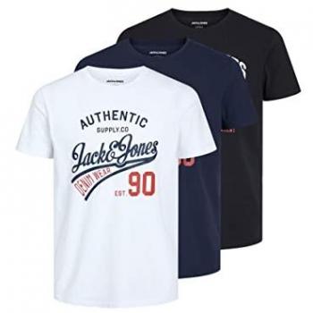 Camisetas Jack&Jones Ethan Pack de 3 - Cuello Redondo, Algodón, Logo Vintage