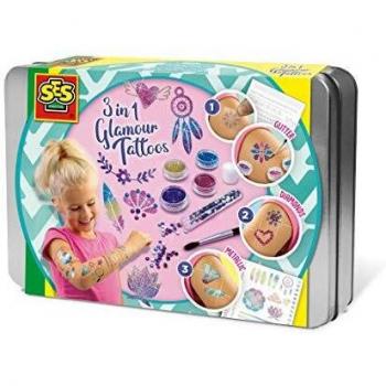 Set de Tatuajes Temporales Glamour 3 en 1 para Niños con Efectos Metálicos y Brillantes