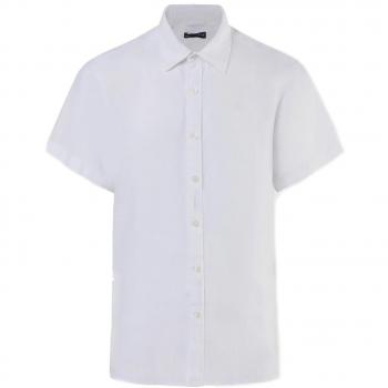 North Sails Embroidered Short Sleeve White Linen Shirt - M