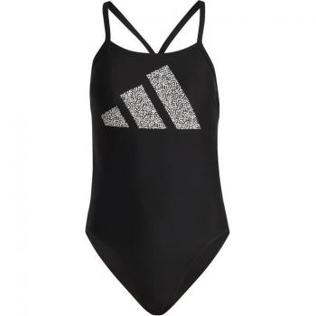 Bañador de natación adidas 3bandas print suit mujer negro con diseño de tres bandas, color negro y blanco, talla 34