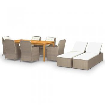 vidaXL Juego de comedor para jardín 9 piezas marrón