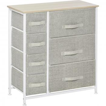 Cómoda Botanic Homcom 7 Cajones De Tela Gris 63,5X30x71 cm