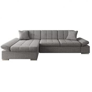 Sofá rinconero Comfivo 219, dimensiones 278 x 76 x 151 cm, color Lawa 05, sofá esquinero en forma de L con reposabrazos regulables