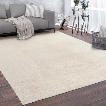Alfombra Suave de Pelo Corto Lavable Beige 160x220 cm - Diseño Rectangular