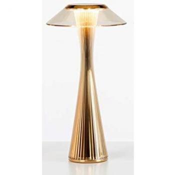 Lámpara de sobremesa LED recargable Kartell Space, dorada, diseño moderno
