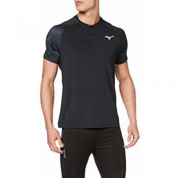 Mizuno Shadow Polo Camiseta, Hombre, Negro, Extra-Large