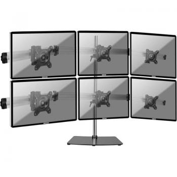 Soporte de Mesa Duronic DM756 para 6 Monitores de 15 a 24 VESA 100x100, Capacidad Máxima de 8 Kg, Altura Regulable