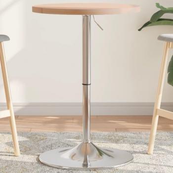 Mesa alta de madera maciza roble Ø50x90,5 cm Marrón