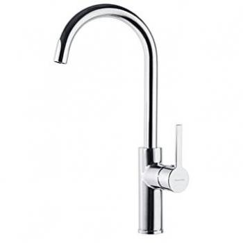 Ramon Soler Grifo de Fregadero de Cocina Monomando Caño Cisne Cromado con Sistema S2 de Ahorro de Agua Serie Drako - Cromo