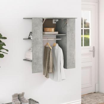 Estantería de entrada de madera multicapa con acabado en hormigón gris, dimensiones 97,5x37x99 cm