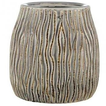 Lene Bjerre Maceta Ruria de cerámica, color gris y marrón, Nordic Scandi Hygge