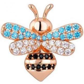 Pendiente piercing Honey-Bee con forma de abeja, elaborado de plata bañado en oro rosa