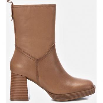 Carmela Women's Leather Ankle Boots - Retro Charm, 8cm Block Heel in Taupe