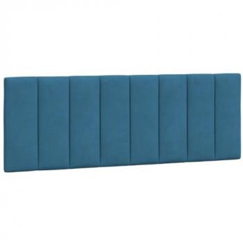 Cabecero de cama acolchado terciopelo azul 120 cm