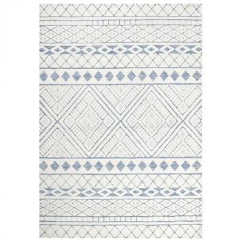 Alfombra moderna 160 x 230 cm poliéster y algodón decorativa blanca y azul Margand