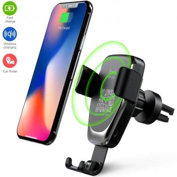 Heiyo Cargador Inalámbrico Coche, Qi Cargador Wireless, Rápida Cargador de Coche Aplicable a Rejillas del Aire para iPhone X/XS/XR/XS MAX iPhone 8/8 Plus, Samsung Galaxy Todo Qi habilitado Smartphone