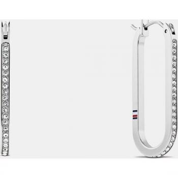 Pendientes de acero inoxidable con cierre de clip y cristales Tommy Hilfiger Dog Tag Family