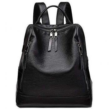 Tisdaini® Bolsos Mochila Mujer moda antirrobo casual viaje cuero escolares mochila Negro A