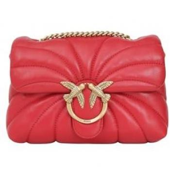 PINKO Love Puff Mini Quilted Shoulder Bag with Love Birds Buckle - Red - One Size for Women