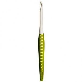 Prym – Aguja de Ganchillo ergonómica para Lana, Blanco/Violeta Oscuro, 6 mm, 5 Piezas