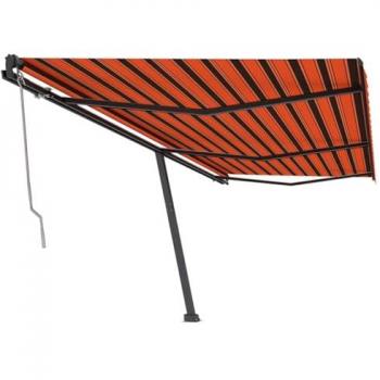 Toldo de pie automático naranja y marrón 600x350 cm, resistente al agua, protección contra rayos UV, ideal para balcón, jardín y terraza