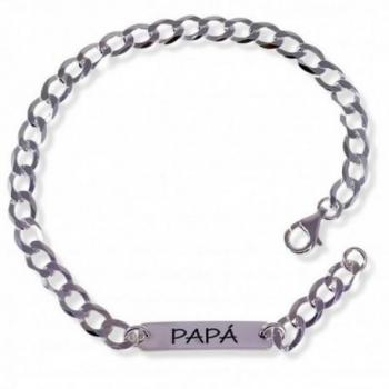 Pulsera de plata para hombre con mensaje PAPÁ