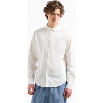 Camisa de hombre regular fit de algodón blanca con cuello piqué Armani Exchange 2024
