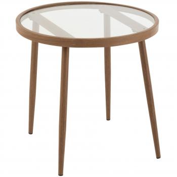Mesa nido redonda de metal y cristal marrón oscuro D 50 cm