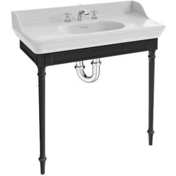 Consola Cléo 1889 con encimera de lavabo de 3 orificios, mezclador cruzado cromado y sifón cromado - Jacob Delafon