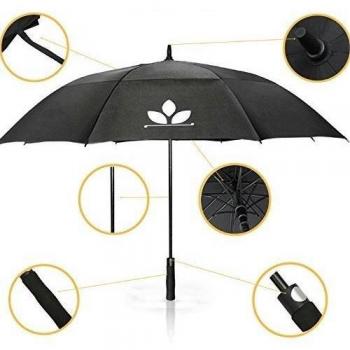 golfup | automático 130 cm Grande XXL fibra de vidrio Partner paraguas Golf pantalla, sturmfest, sturmsicher, estable, color negro
