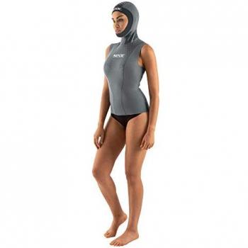 Traje Interior con Capucha Seacsub 2 Mm para Mujer, Chaleco de Buceo SEAC Hoody Lady en Neopreno de 2,5 mm, Gris