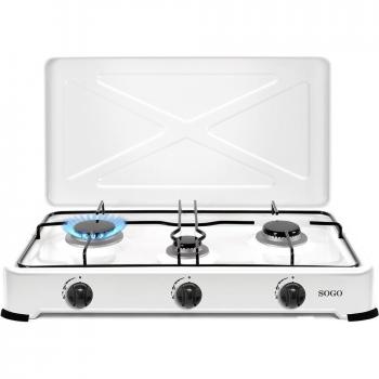 Cocina de Gas Sogo 3 Quemadores Potentes para Uso Exterior - Hornillo de gas Sogo con tres quemadores, diseño robusto y portátil, ideal para camping y actividades al aire libre, fácil encendido y control de temperatura