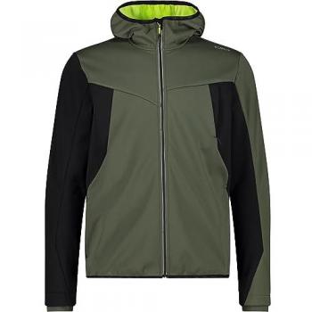 CMP Men's Softshell Jacket with Fixed Hood - Oil Green, Size 56