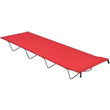 Red Oxford Fabric and Steel Camping Bed 180x60x19 cm
