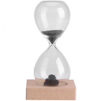 Temporizador de arena magnética reloj de arena de juguete escritorio de escritorio de oficina dispaly con base de madera