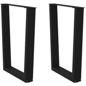 V-Shape Adjustable Dining Table Legs - 2 pcs Black Steel 70x(72-73.3) cm