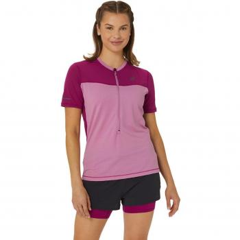 Camiseta de mujer Asics Fujitrail Ss Top rosa, manga corta, talla XS