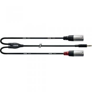 Cordial CFY 3 WMM Black Y-Adapter Cable (3m, 3.5mm TRS to Dual XLR Male)
