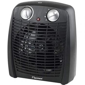 Calefactor de Ventilador 2000 W Negro 2-en-1 con Termostato y Protección Antivuelco para Habitaciones de hasta 20 m²