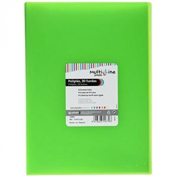 Grafoplás 01471720－Carpeta de fundas Multiline, 30 fundas, tamaño folio, color vede