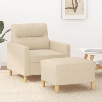 Sillón con reposapiés Crema 60 cm en tela