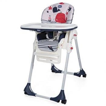 Chicco Polly Easy - Trona amplia, compacta y sencilla, 4 ruedas, para niños de 0 a 3 años, color azul