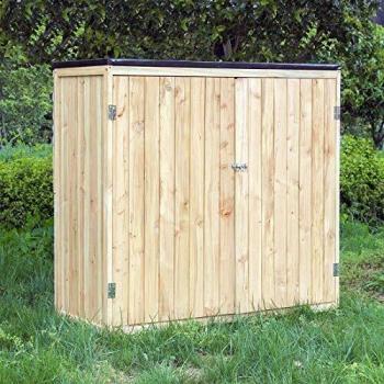Armario de Jardín de Madera con Doble Puerta para Herramientas - 136 x 127 x 58 cm - Wiltec