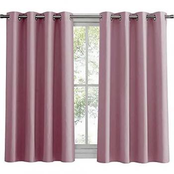 PONY DANCE Cortinas Infantil Niña Rosado - Ventanas Dormitorio Bebe Cortinas con Ollaos/Telas Termicas Aislantes Frio y Calor Reducción Ruido Protección Privacidad 2 Uds, 132 x 137 cm