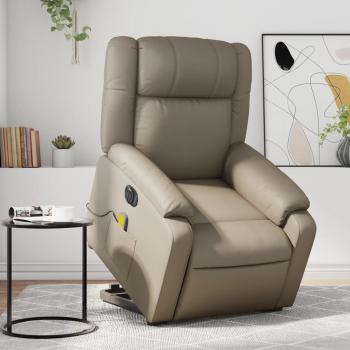 Sillón de masaje elevable eléctrico de cuero sintético en colores negro, crema y marrón, modelo vidaXL, ideal para dormitorio y relajación