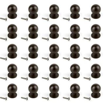 Emuca - Pomo para mueble de Ø20mm, tirador para armarios o cajones, pomo redondo de zamak color moka, Lote de 25 un