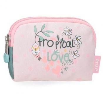 Monedero Enso Tropical Love Rosa Multicolor para Niños 12x8x2 cms Poliéster