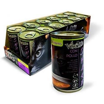 Vibrisse Shake Kitten - Comida Húmeda Complementaria para Gatitos con Pollo y Omega 3, 12 Latas de 135 g
